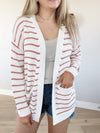 Reflections Striped Cardigan in Ivory and Mauve