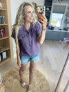 Day Trip Short Sleeve Loose Fit Top in Purple
