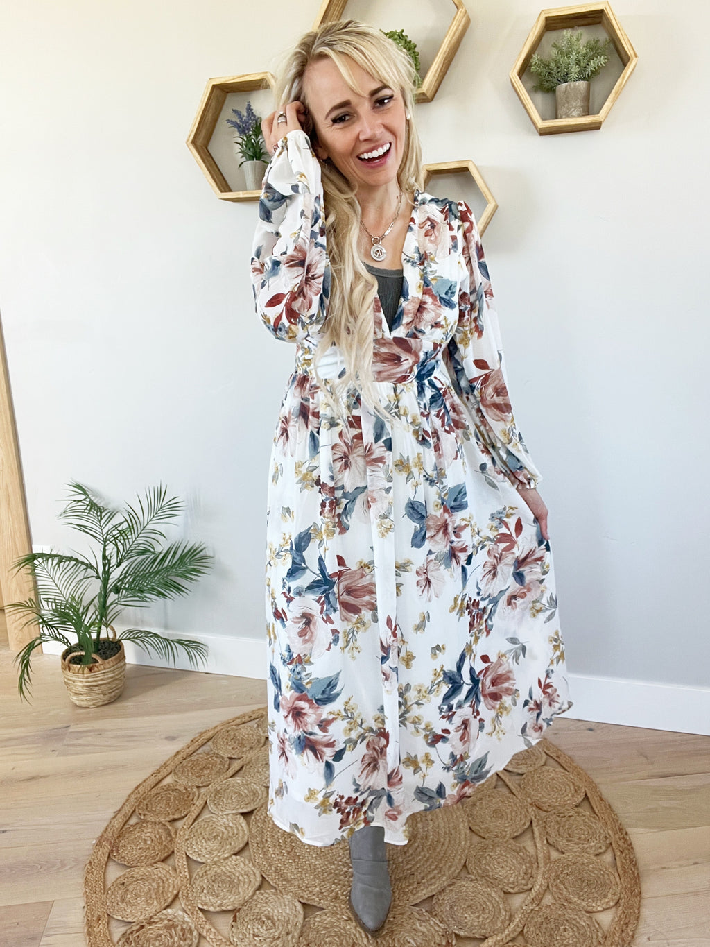Good Day Chiffon Floral Midi Dress