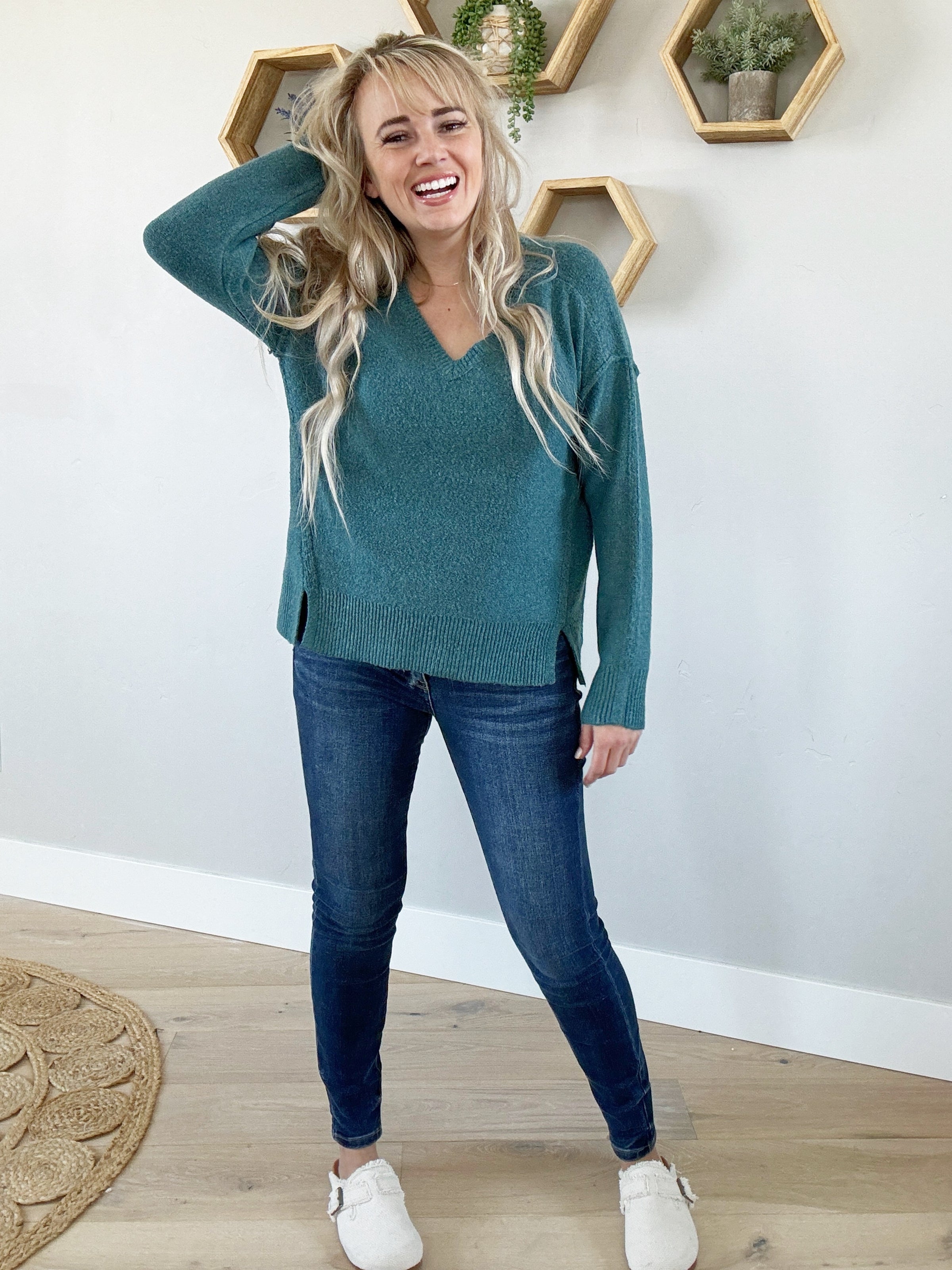 Perfectly Posh Sweater in Dark Teal (SALE) – Ivory Gem