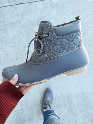 Grey and teal duck boots outlet