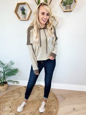 Splendid Hoodie In Oatmeal and Brown