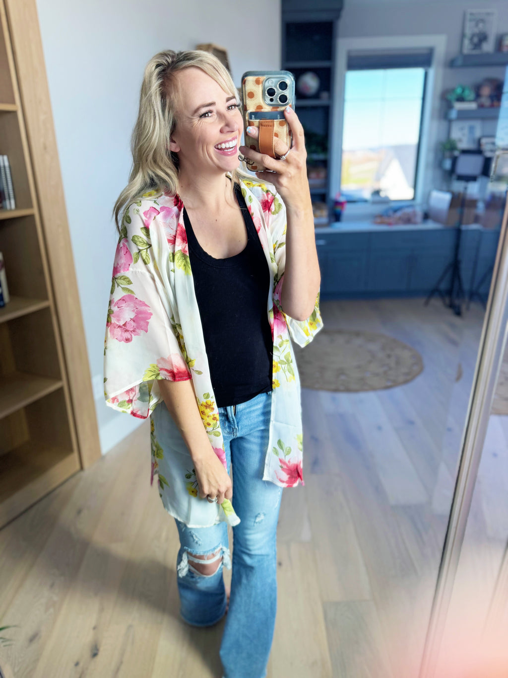 Yeah, We Did That Floral Kimono in Ivory