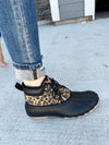 Gypsy Jazz Duck Boots in Black and Animal Print (SALE)