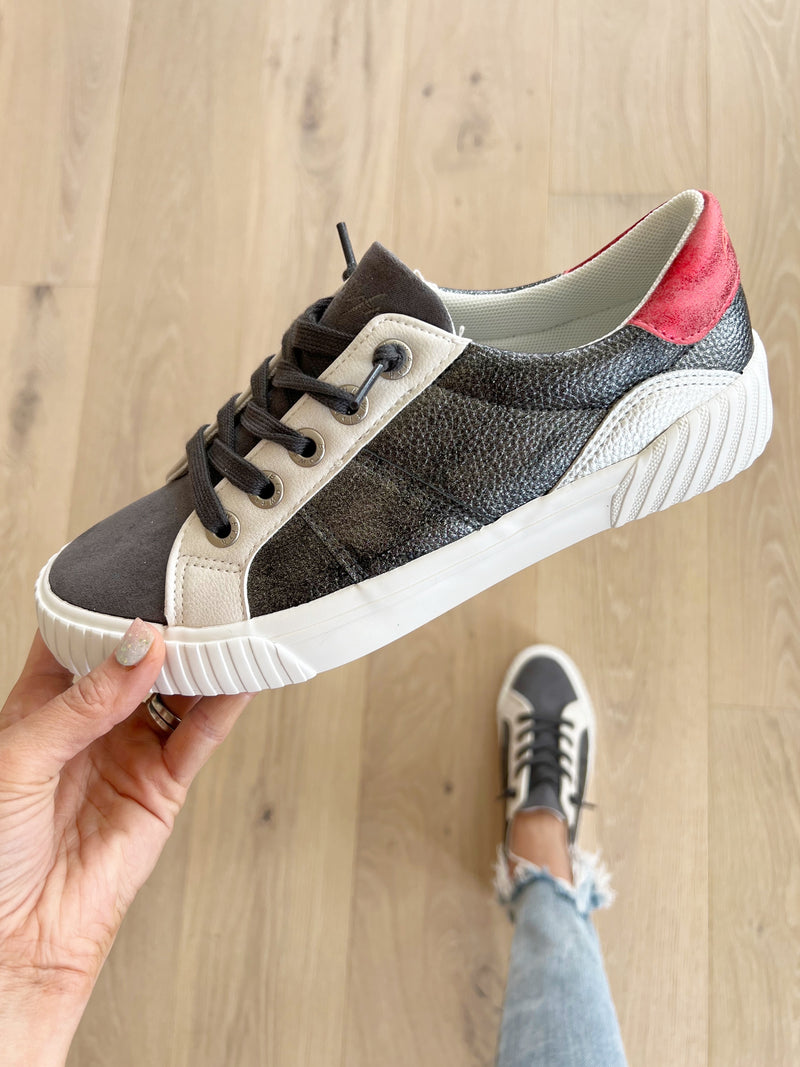 Blowfish Hot Girl Sneakers in Gunmetal and Red (SALE)