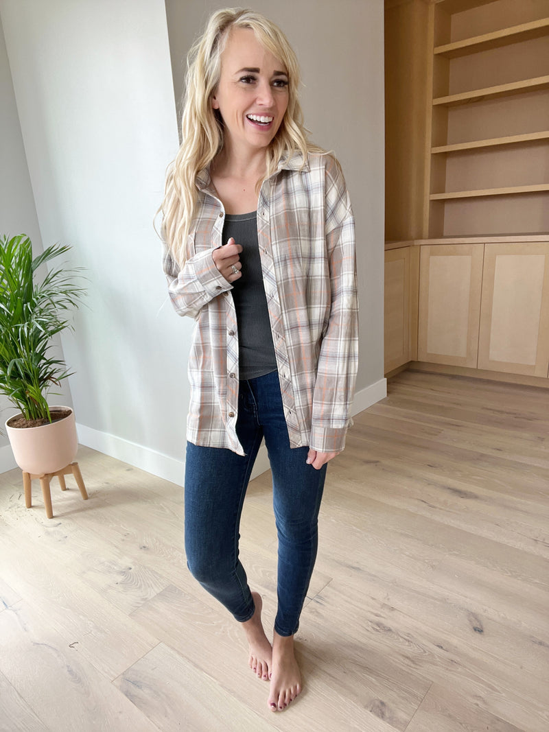 Give It Your All Plaid in Taupe