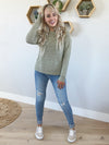 Stronger Than Yesterday Textured Crew Neck Sweater in Light Olive