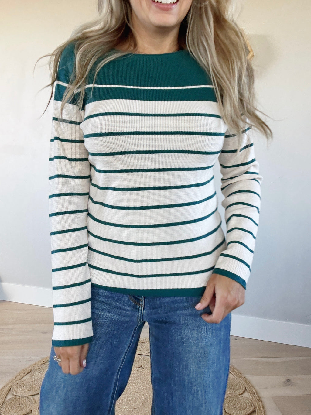 Tell Me About It Textured Knit Sweater in Teal