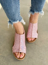 Corky's Light Pink Glitter Wedge Sandal