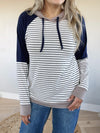 Way To Go Striped Hoodie in Navy and Taupe