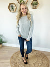 No Time to Waste Super Soft Crew Neck Sweater in Heather Gray