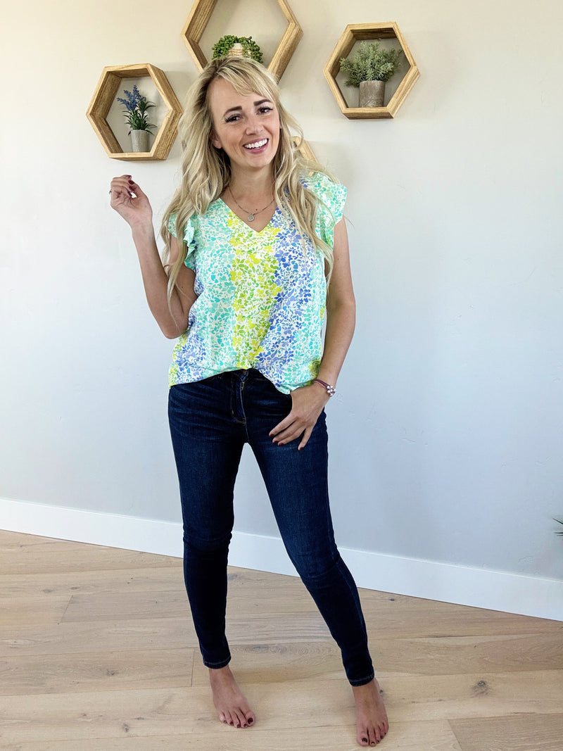 Devoted Blouse in Lime, Mint, & Blue