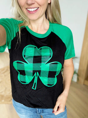 Lucky You Clover Top in Black and Green