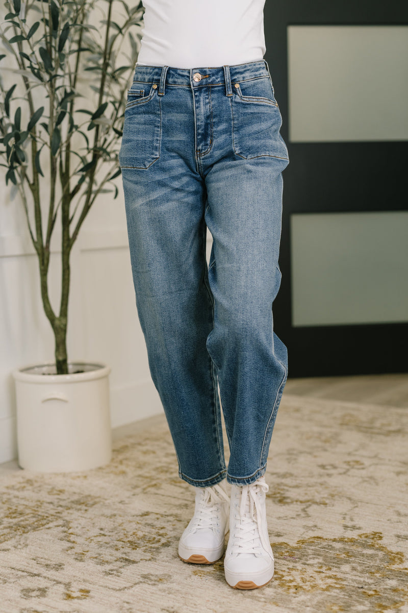Judy Blue High Rise Soft Barrel Stitch Thru Pocket