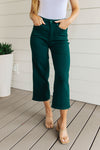 Judy Blue Tummy Control Wide Leg Crop Jeans in Teal