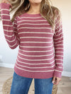 Snuggle Up Striped Sweater in Rose