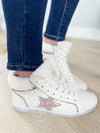 Very G Larger Than Life High Top Star Sneakers in White Pink