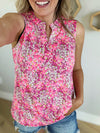 Get Up and Go Wrinkle Free Floral Tank in Pink