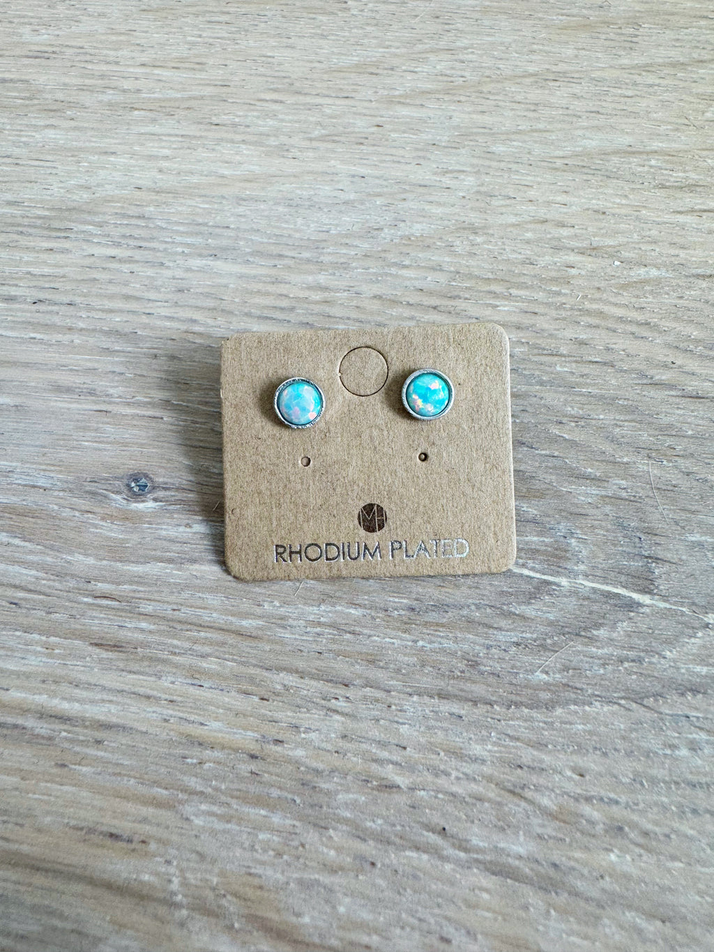 Opal Stud Earrings in Aquamarine and Silver