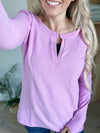 Temptations Melange Baby Waffle V-Neck Long Sleeve in Lilac