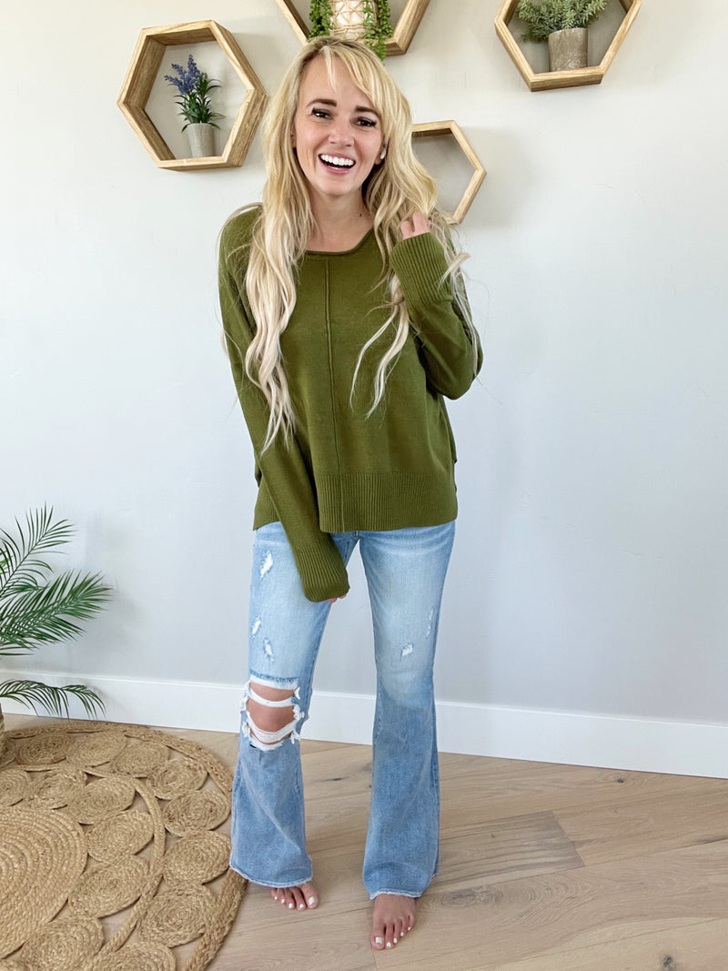In the Air Sweater in Olive