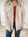 Tailgating Corduroy Hooded Shacket in Almond Milk (SALE)