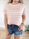 Queen Bee Top in Peach and Grey