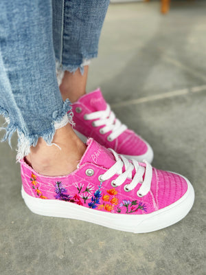 Blowfish Sneakers in Pink With Floral Embroidery