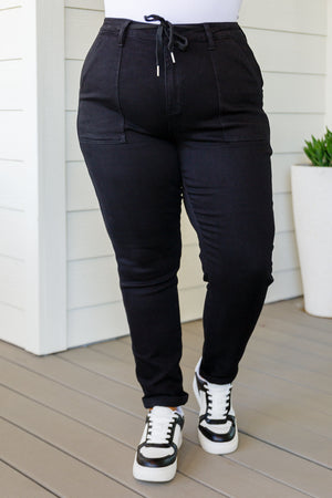 Judy Blue Double Cuff Joggers in Black