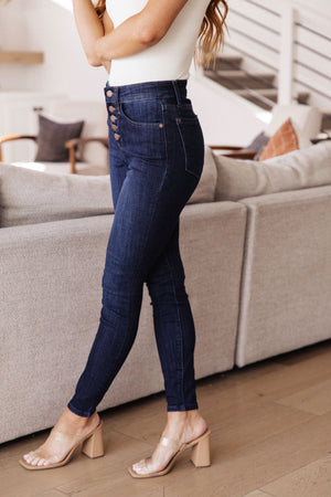 Judy Blue High Waist Hand Sanded Resin Skinny Jeans