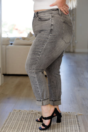 Judy Blue High Rise Stone Wash Slim Jeans in Gray