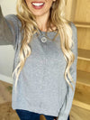 Rumors Front Seam Round Neck Sweater in Heather Gray