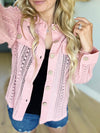 Sweeter Than Nectar Lace Button Down in Rose