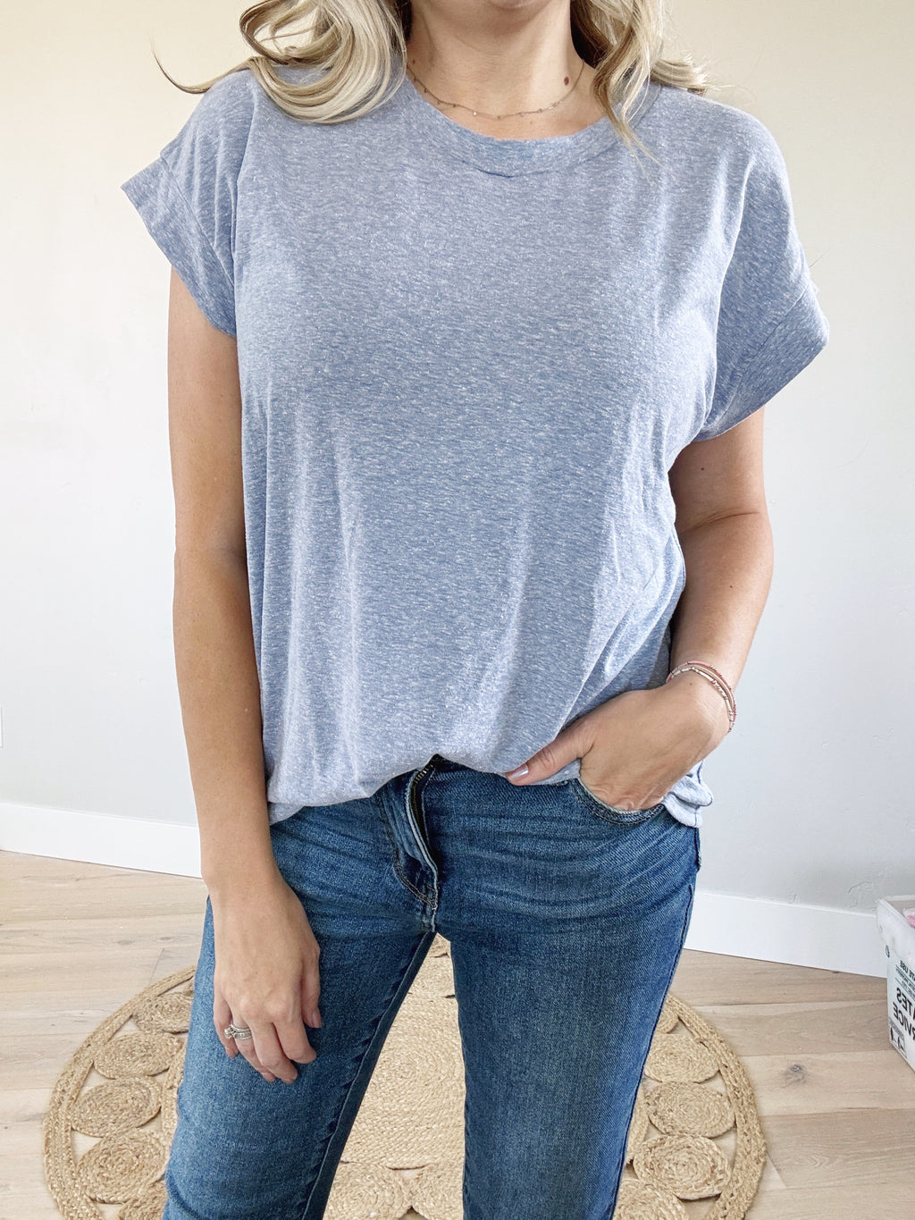 World Changing Cap Sleeve Top in Denim