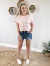 Queen Bee Top in Peach and Grey