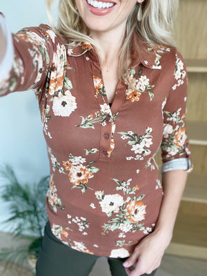 Dysfunctional Floral Blouse in Brown
