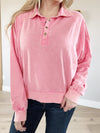 Hummingbird Long Sleeve Quarter Snap Top in Ice Pink
