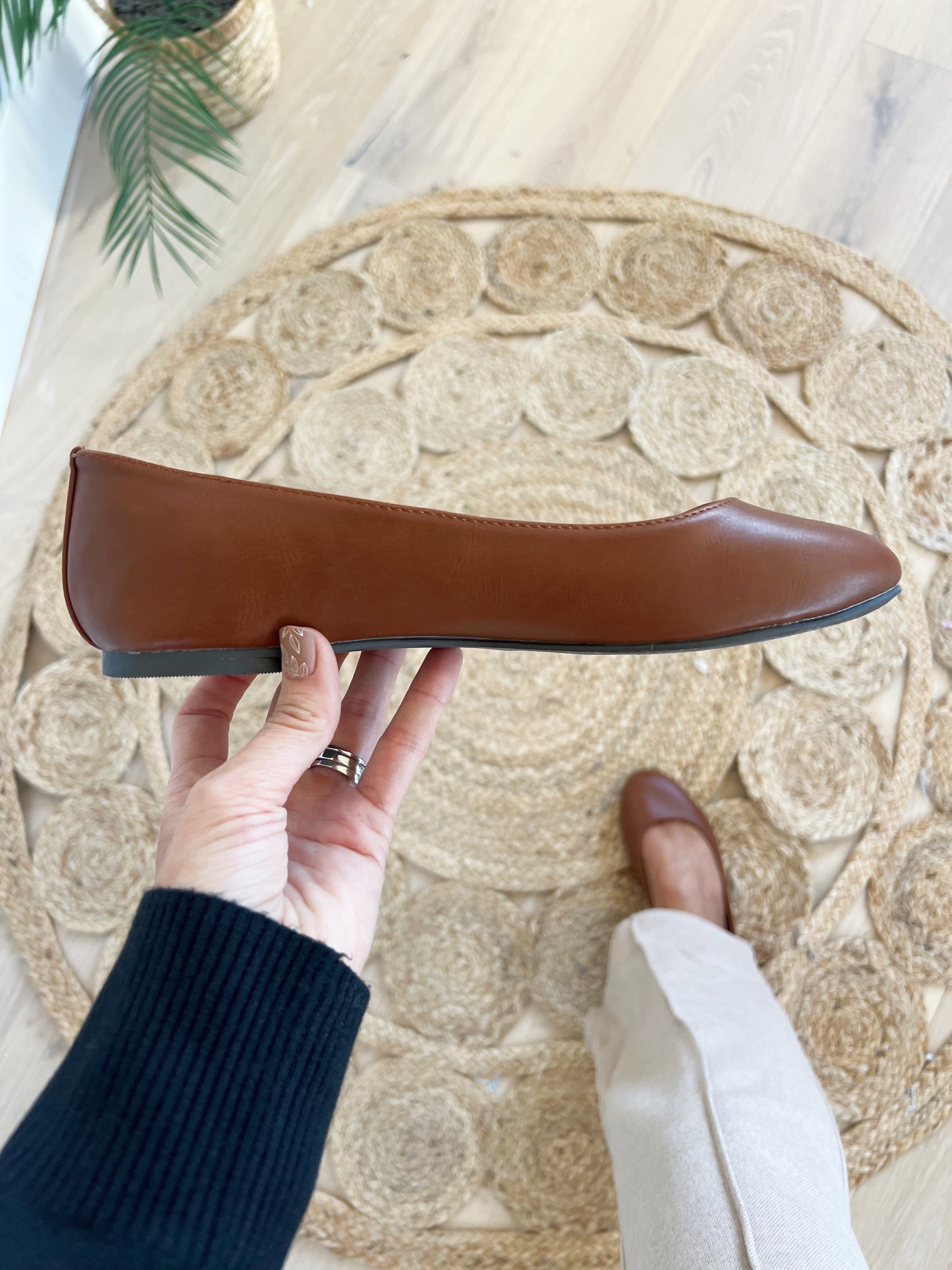On Your Toes Ballet Flats in Camel Ivory Gem