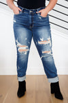 Judy Blue Mid Rise Cuffed Destroy Boyfriend Jeans