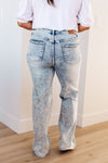 Judy Blue High Waist Mineral Wash Raw Hem Wide Leg Jeans
