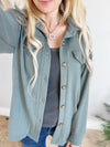 My Only Purpose French Terry Button Down in Vintage Olive