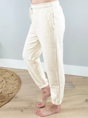 Mono B Angel Fleece Billow Pants in Pearled Ivory