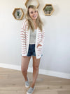 Reflections Striped Cardigan in Ivory and Mauve