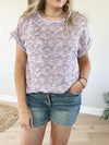 Old Country Relaxed Fit Round Neck Marled Textured Top in Lavender