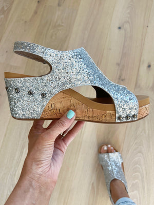 Corky’s Carley Silver Glitter Wedge Sandal