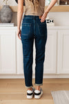 Judy Blue Pull On Denim Joggers in Dark Wash