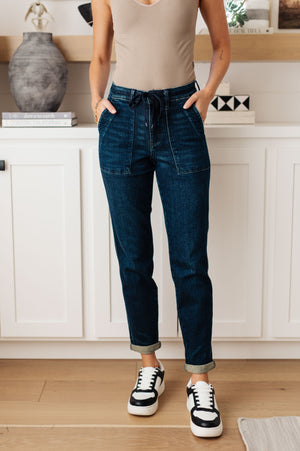 Judy Blue Pull On Denim Joggers in Dark Wash