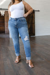 Judy Blue Mid Rise Distressed Boyfriend Jeans