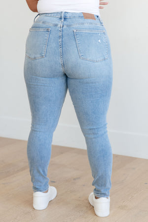 Judy Blue Mid Rise Tummy Control Distressed Skinny Jeans