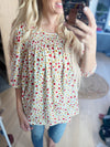 Promise Me Hannah Floral Smocked Top in Ivory